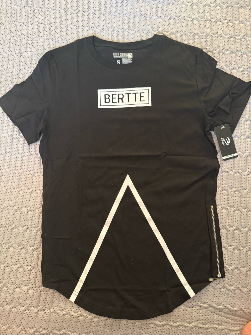 Men's Black Graphic Tee with Triangle Accent
